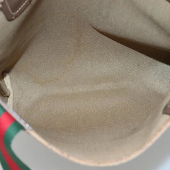 GUCCI GG Supreme Web Sherry Line Tote Bag PVC Beige Gold - Picture 10 of 16